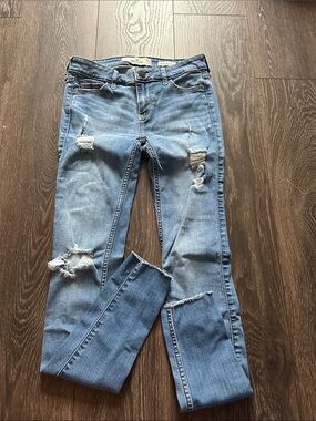Hollister Light Blue Low Rise Ripped Skinny Jeans